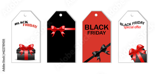 Set of sale tags and labels, template shopping labels. Blank, discount and price tags on paper. Special offer. Vector illustration concept black friday and kyber monday, sale and shopping