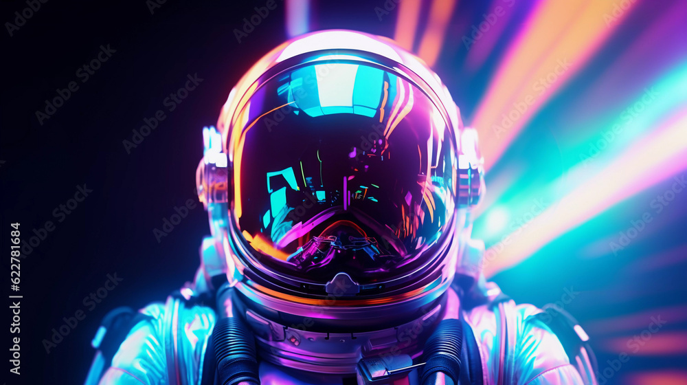 Astronaut on Abstract Bright Background Astronaut on Abstract Bright Background