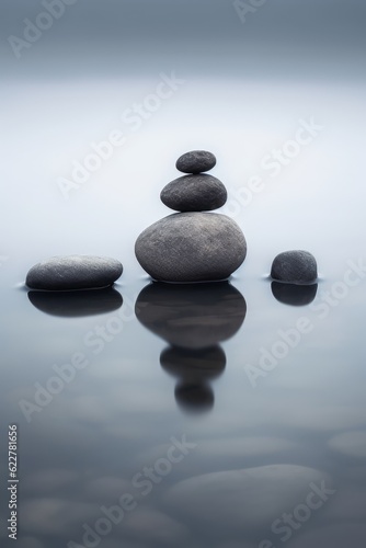 Stone Pyramid  Pebbles Balance Pile  Harmony Zen Stones  Balance Stack Abstract Generative AI Illustration