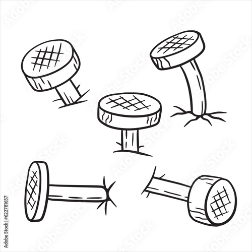 Cartoon bent nails. Sketch illustration