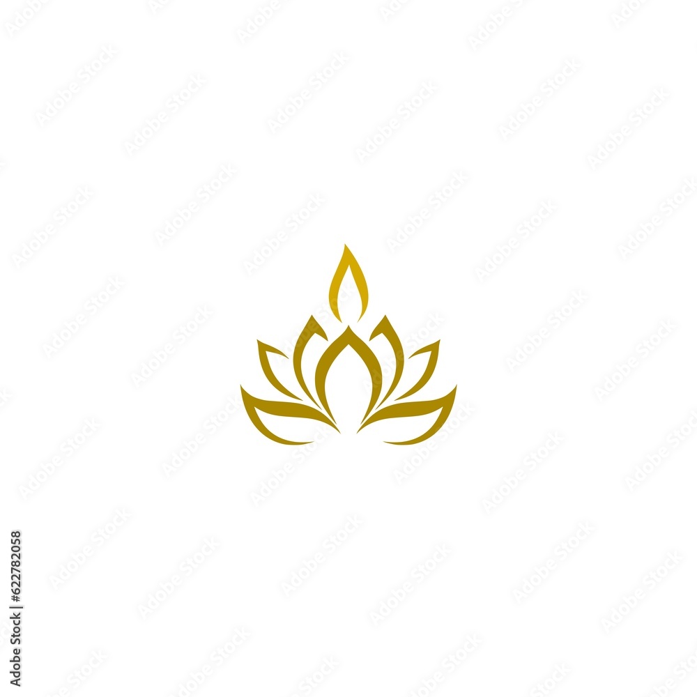 Candle and lotus symbol icon logo design template isolated on white background Candle and lotus symbol icon logo design template isolated on white background