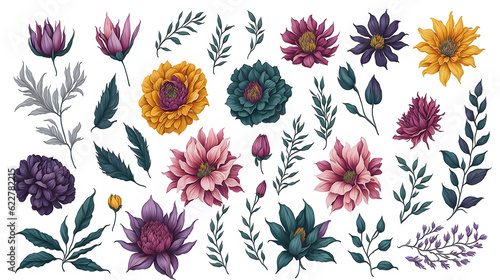 Wallpaper Mural Watercolor Floral Clipart, Colorful Flowers Clipart, Watercolor Clipart, Watercolor Floral Elements Torontodigital.ca