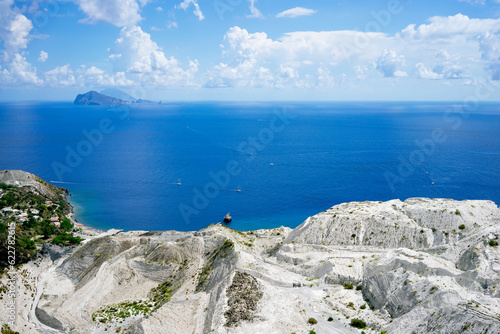 Εκτύπωση καμβά Italy, Aeolian islands, Lipari, volcanic rock pumice mines in Cava di Pomice