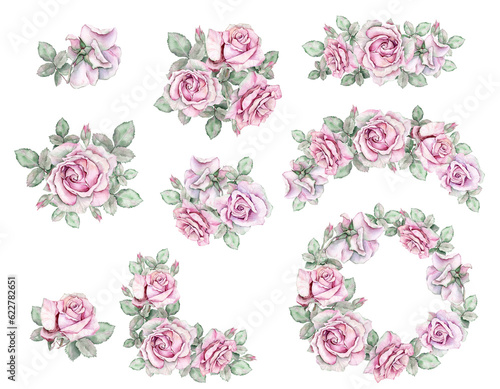 Watercolor rose compositions 