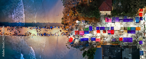 Aerial view of Chaloklum Sunday night market on Koh Phangan island, Thailand. photo