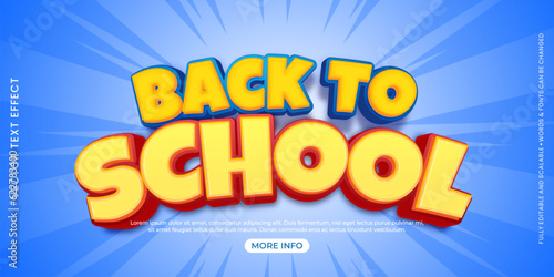 Back to school with editable text effect blue background
