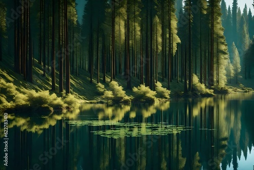 beautiful forest and nature landscape Generated Ai technology