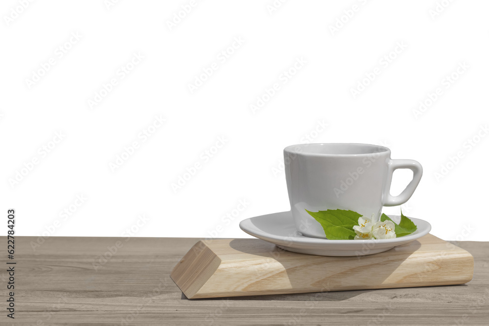 Cup of tea with jasmine, isolated on white Cup of tea with jasmine, isolated on white
