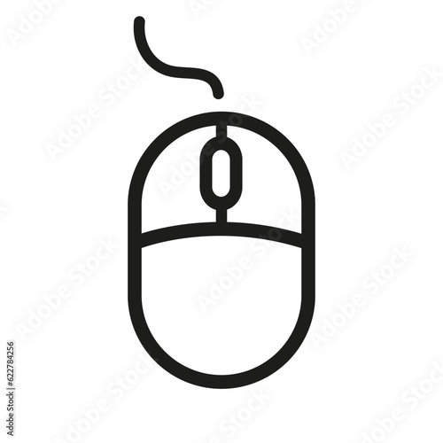 Illustration of mouse with cable, mouse icon vector, computer mouse icon flat trendy outline style illustration isolated on white background. 
