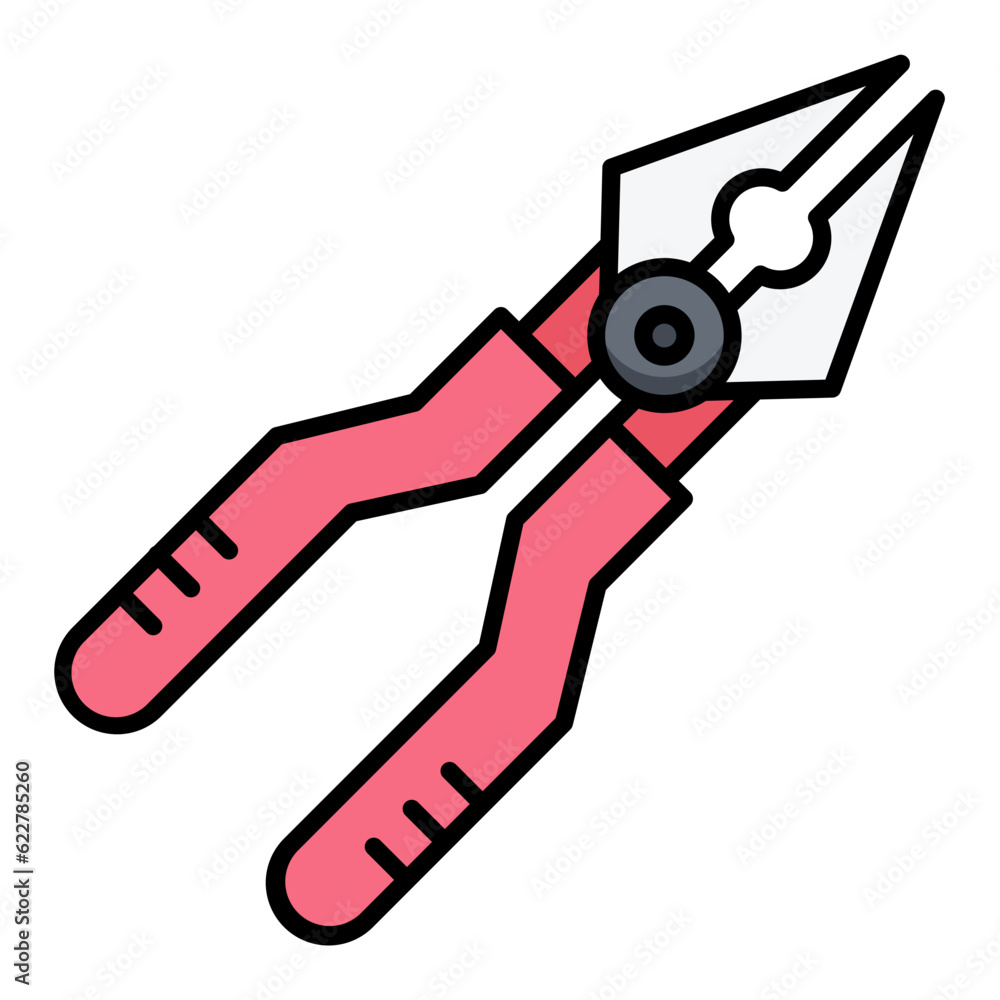 Obraz premium Pliers Line Color Icon