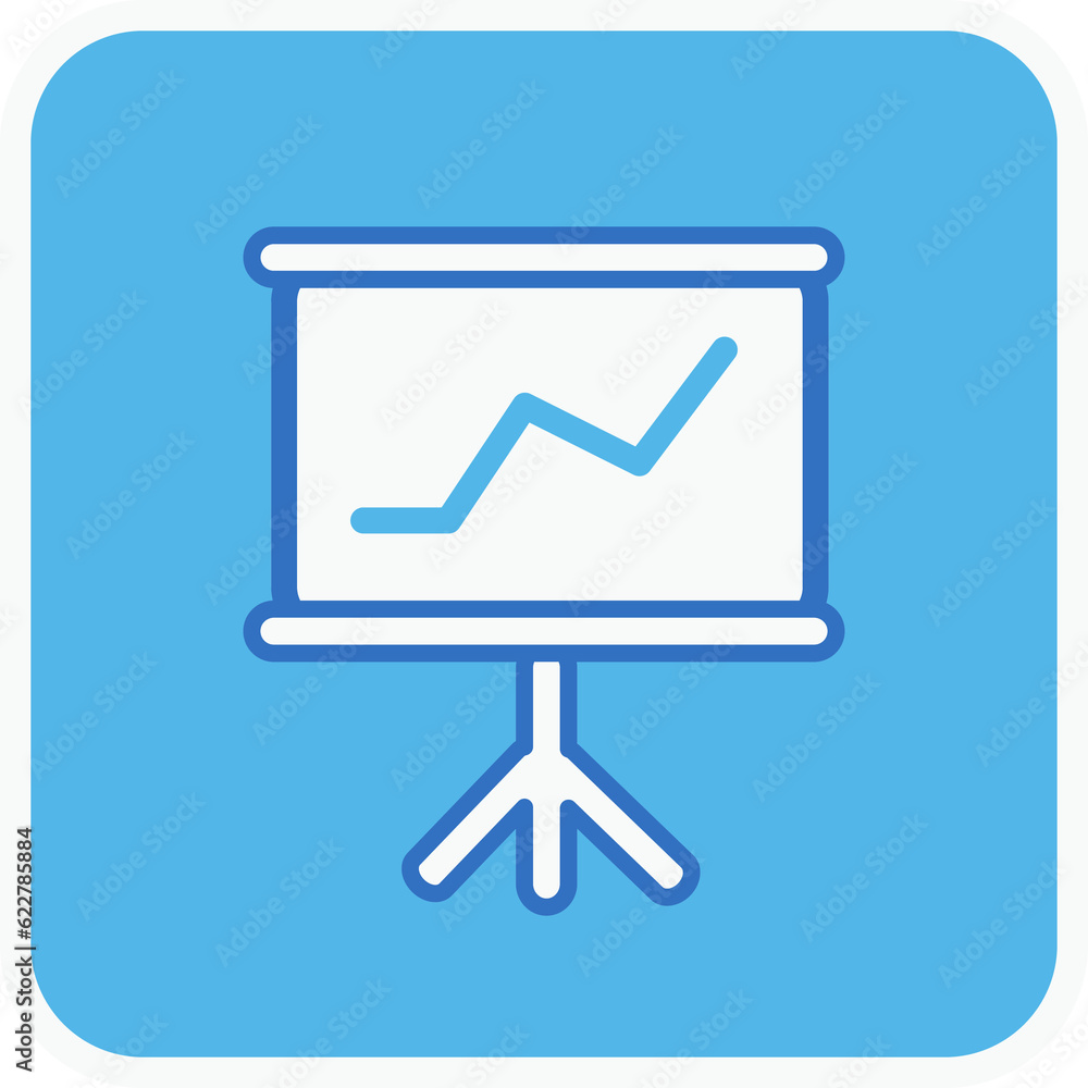 growth finance graph flat icon in blue square. growth finance graph flat icon in blue square.