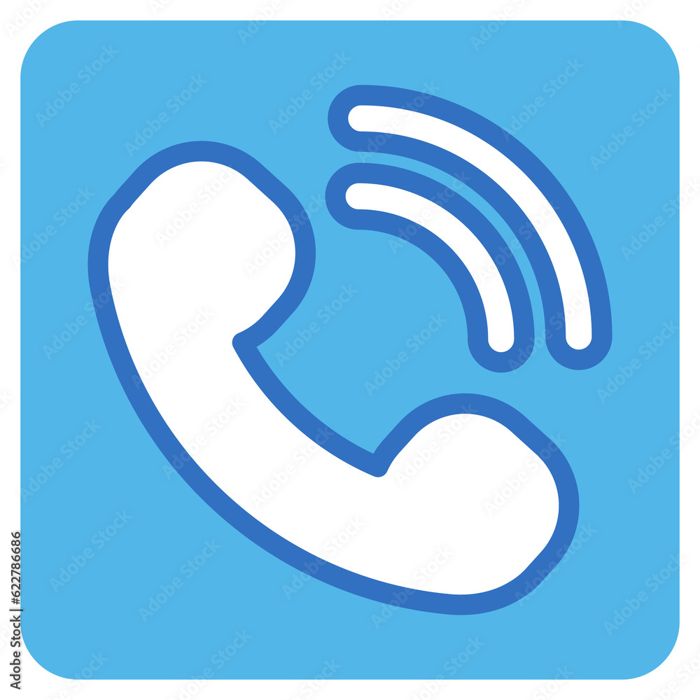 phone call flat icon in blue square. phone call flat icon in blue square.