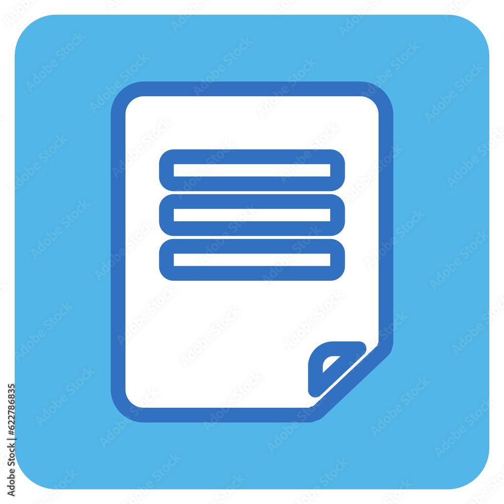 document flat icon in blue square. document flat icon in blue square.