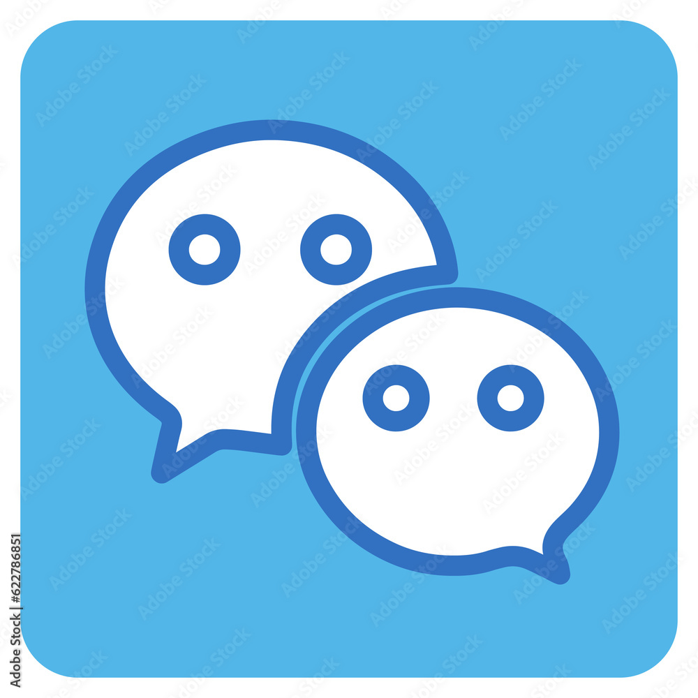 Obraz premium chat flat icon in blue square.