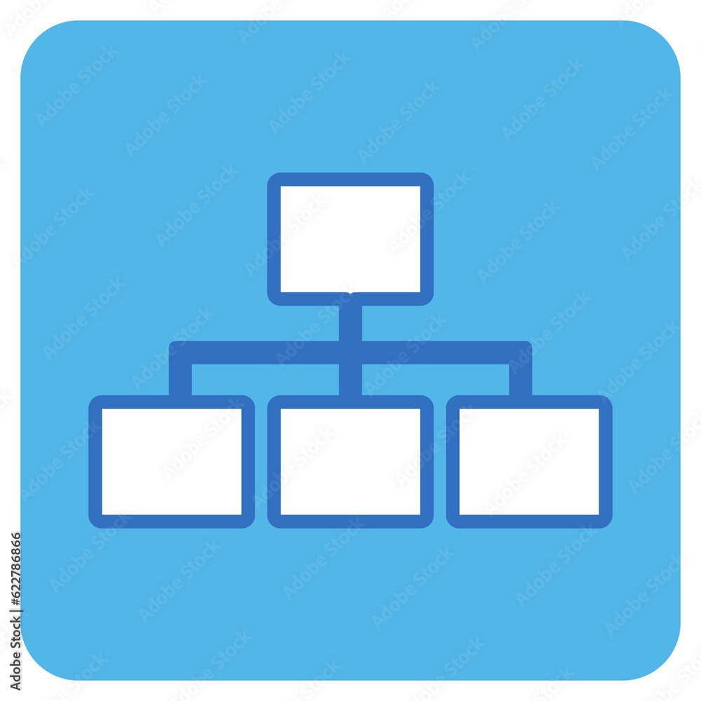 organization chart flat icon in blue square. organization chart flat icon in blue square.