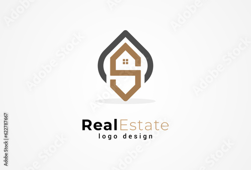 Real Estate Logo, Letter S with home combination, suitable for Architecture Building apps logo design