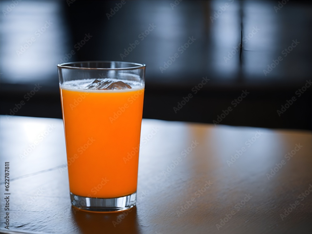 Fresh orange juice in the glass - Fresh juice on the table Fresh orange juice in the glass - Fresh juice on the table
