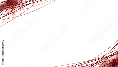 horror illustration abstract red lines paint splash, blood stain isolated on blank space. corner frame design.	
