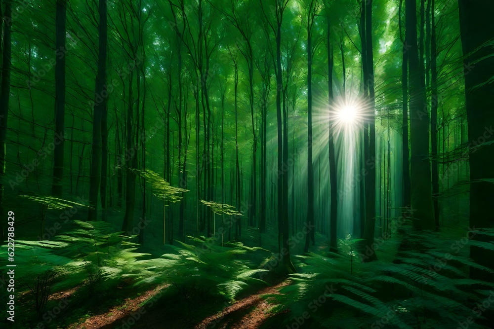 beautiful forest background generated Ai technology