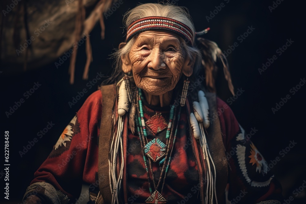 Native American. Portrait of Indian old woman. Native American. Portrait of Indian old woman.