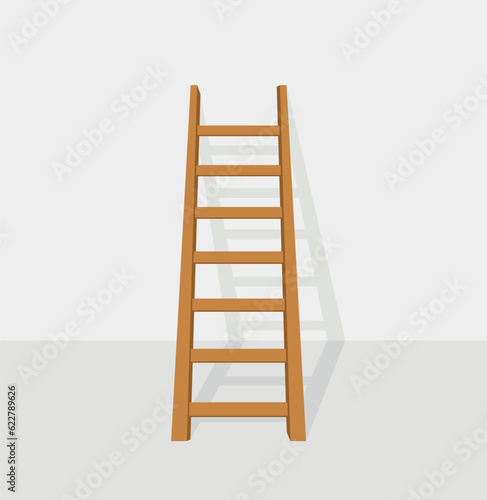 Illustration of a ladder leaning against a gray wall.