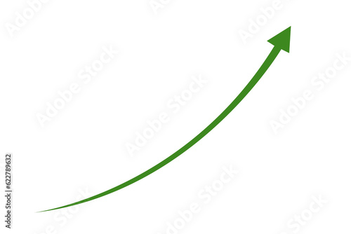 Tela green curved graph with arrow moving up png file type