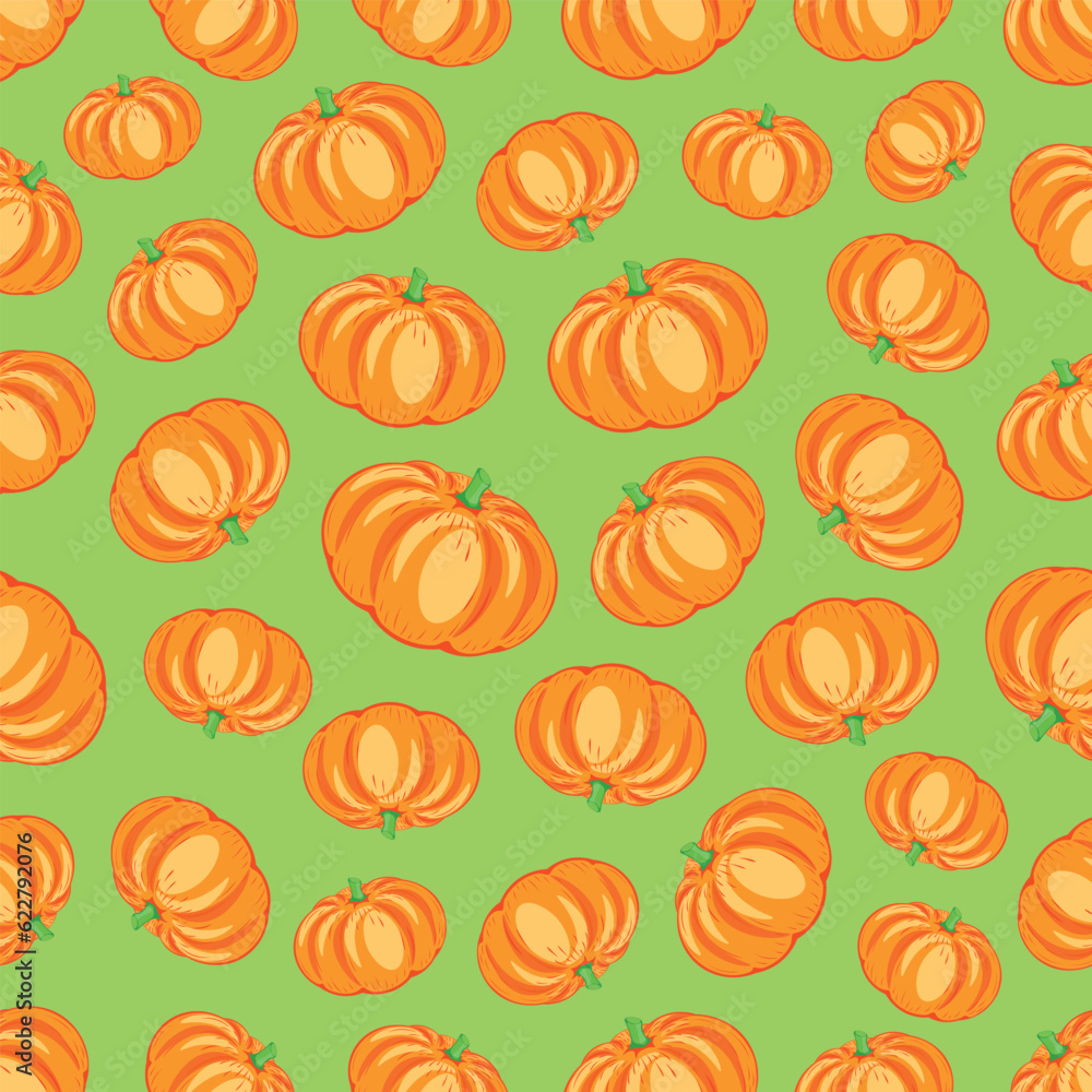 One of the healthy vegetables is pumpkin, which is full of nutrients, vitamins, healthy, background, vector, seamless pattern  
