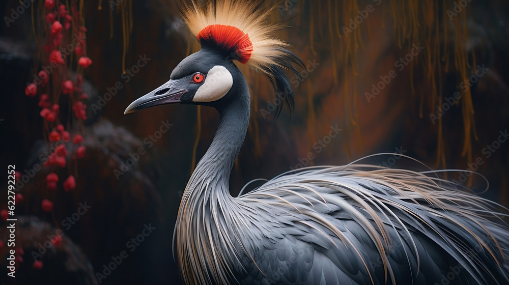 Fototapeta premium Crowned crane, Generative Ai