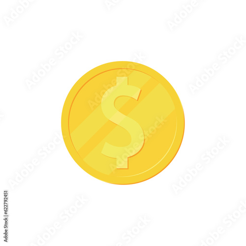 Gold coin with dollar sign isolated. Realistic 3d coin. Money penny as symbol of wealth and success. Income and high earnings in coins. Dollar coin vector illustration. Gold in form of penny