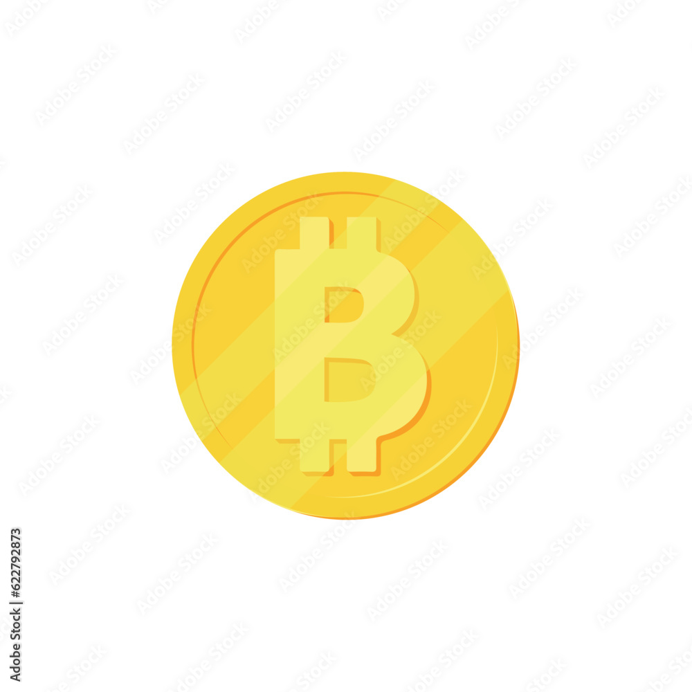 Bitcoin coin icon. Gold bitcoin cartoon style isolated. Shiny gold bitcoin sign for designers and illustrators. Gold piece in the form of a vector illustration. Digital currency. Vector icon. Bitcoin coin icon. Gold bitcoin cartoon style isolated. Shiny gold bitcoin sign for designers and illustrators. Gold piece in the form of a vector illustration. Digital currency. Vector icon.