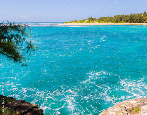 Elevated View of Kawailoa Bay From The Bluff on The Mahaulepu Heritage Trail, Kauai, USA photo