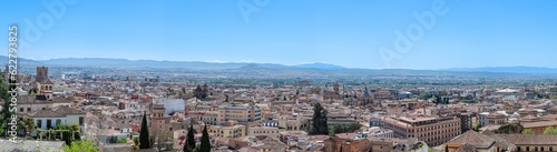 Panoramic view of city center in Granada, Spain on April 5, 2023