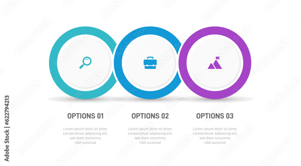 Timeline infographic with infochart. Modern presentation template with 3 spets for business process. Website template on white background for concept modern design. Horizontal layout. Timeline infographic with infochart. Modern presentation template with 3 spets for business process. Website template on white background for concept modern design. Horizontal layout.