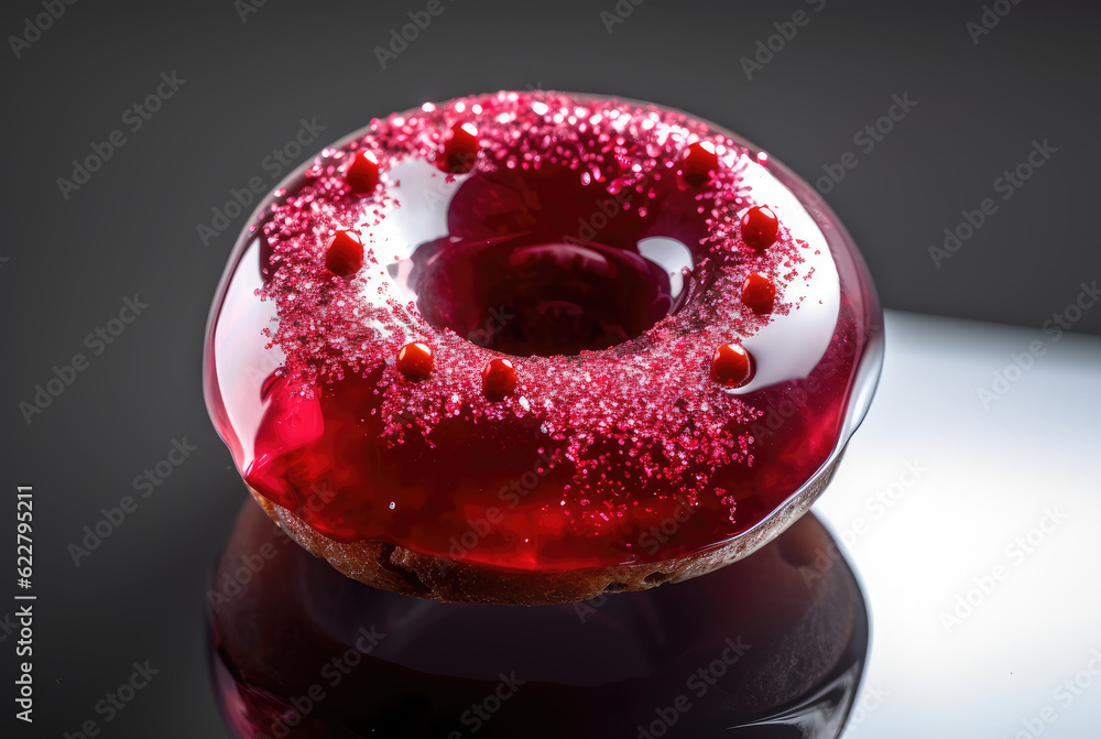 Red Glazed Donut Isolated, Sweet Doughnut Cake, Donut Dessert, Abstract Generative AI Illustration Red Glazed Donut Isolated, Sweet Doughnut Cake, Donut Dessert, Abstract Generative AI Illustration