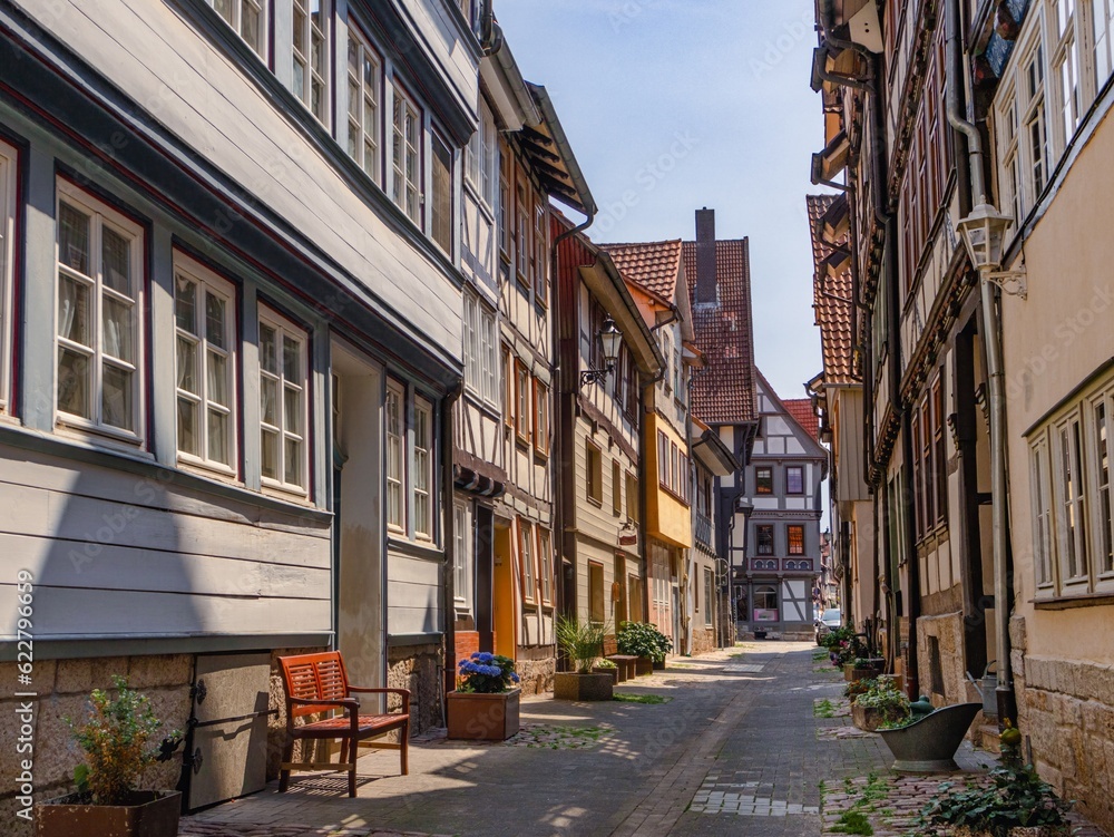 Romantic old town with half-timbered houses in Hann.Münden
