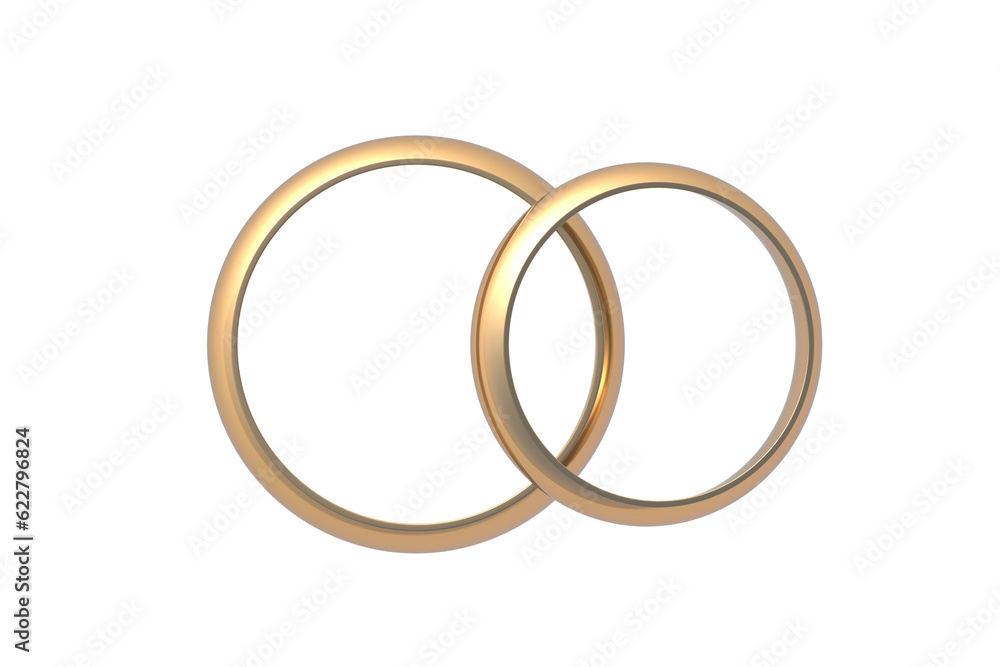 Wedding rings isolated on white background. 3d render Wedding rings isolated on white background. 3d render