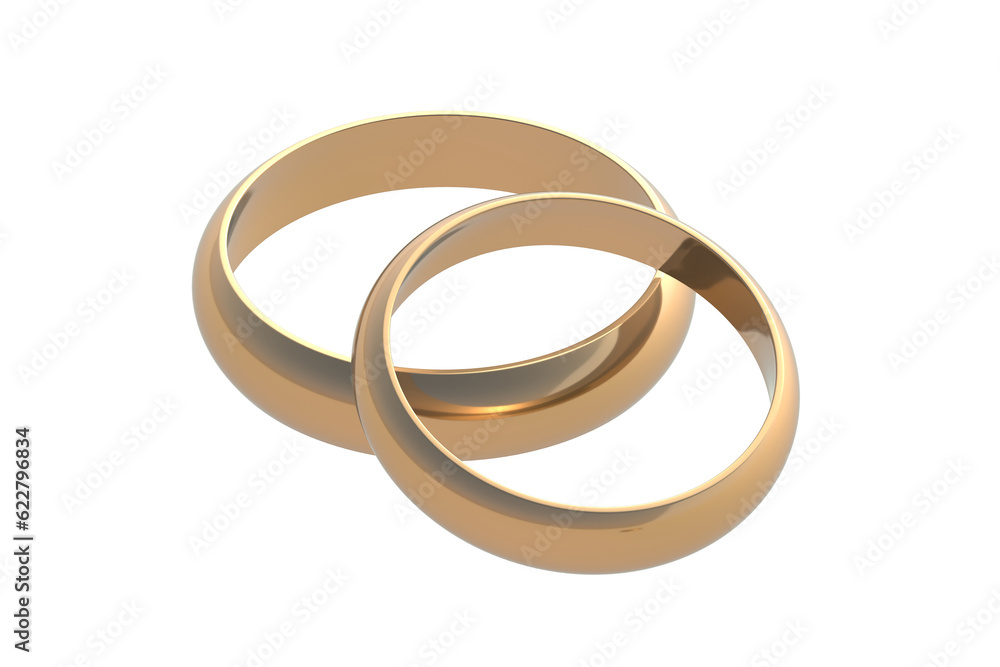 Wedding rings isolated on white background. 3d render Wedding rings isolated on white background. 3d render