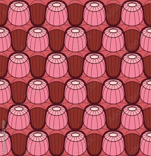 DARK RED VECTOR SEAMLESS BACKGROUND WITH RED DATURA BUDS IN ART NOUVEAU STYLE