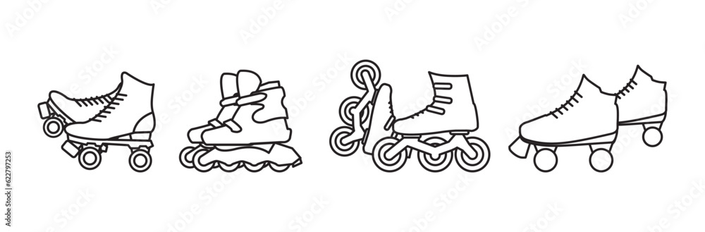 Simple set of roller skate icon Premium quality isolated rollerskating element in trendy style. roller skate icon line symbol. Linear style sign for mobile concept and web design illustration. Simple set of roller skate icon Premium quality isolated rollerskating element in trendy style. roller skate icon line symbol. Linear style sign for mobile concept and web design illustration.