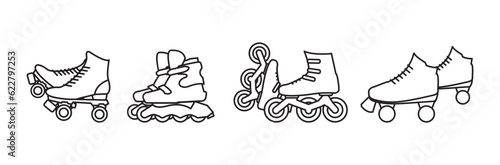 Simple set of roller skate icon  Premium quality isolated rollerskating element in trendy style. roller skate icon line symbol. Linear style sign for mobile concept and web design  illustration.