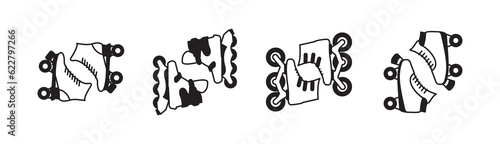 Roller skate icon vector Premium quality isolated rollerskating element in trendy style. roller skate icon line symbol.  Linear style sign for mobile concept and web design. roller skate illustration 