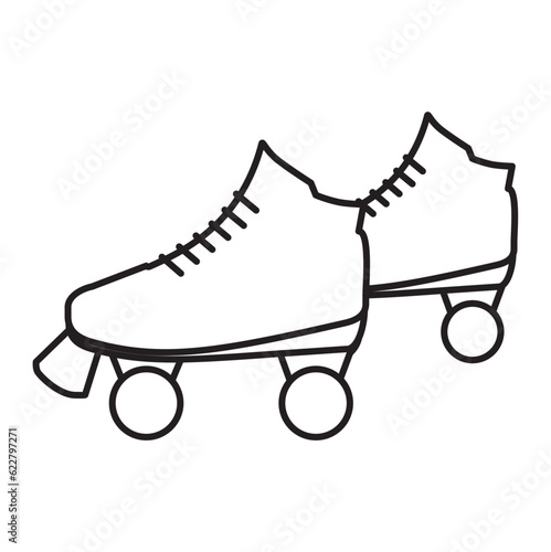 quad roller icon line, roller skate icon. simple outline roller skate vector icon. on white background. rollerskates icon isolated sign symbol vector illustration,