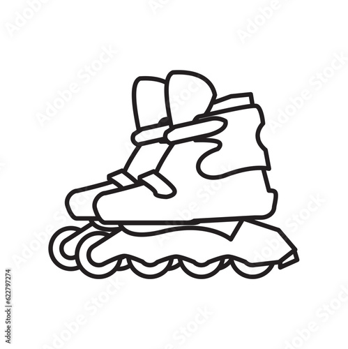 Inline skate icon vector illustration, roller skate icon. simple outline roller skate vector icon. on white background. rollerskates icon isolated sign symbol vector illustration,