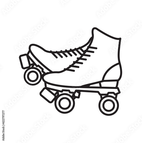Simple quad skate icon line, roller skate icon. simple outline roller skate vector icon. on white background. rollerskates icon isolated sign symbol vector illustration,
