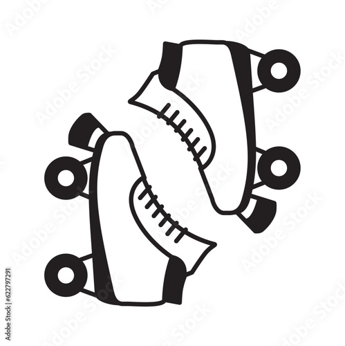 Black and white  quad roller icon, Modern roller skates icon, Linear style sign for mobile concept and web design. roller skate symbol illustration