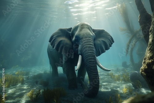 elephant under the sea ultra realistic, Generative AI