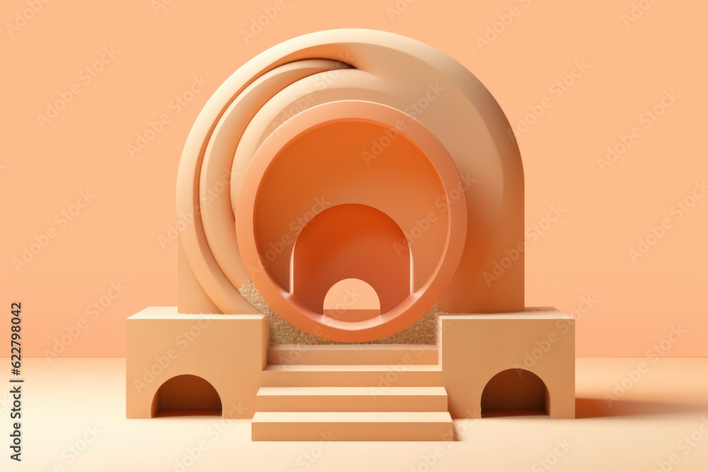 Fototapeta premium 3D geometric shapes abstract podium with arch
