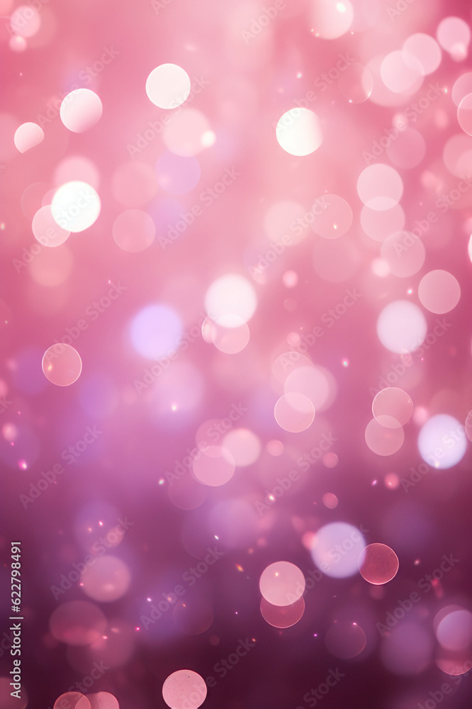 Vertical abstract pink background with bokeh and sparkles. AI generative.