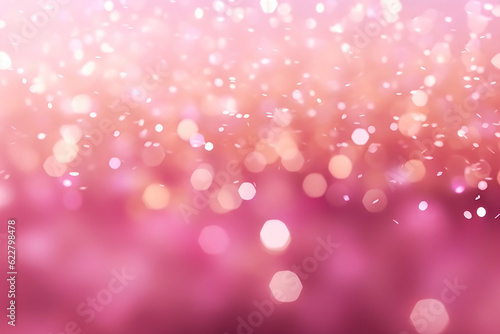 Abstract pink background with bokeh and sparkles, festive backdrop. AI generative.