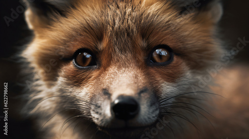 A close-up of a captivating red fox's face Generative Ai